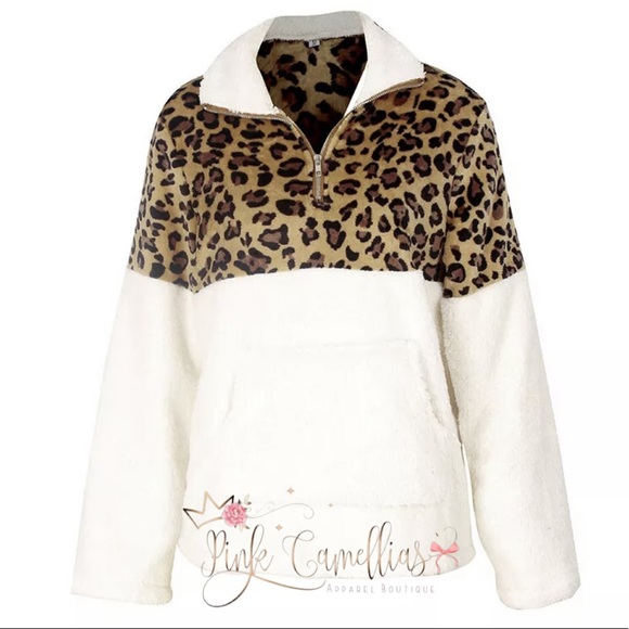 Leopard Print Fleece Pullover - Picture 5 of 9